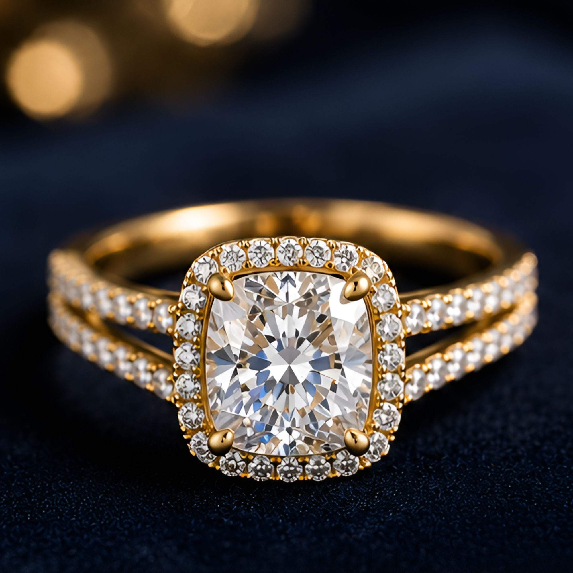 Ring aus kissenförmigem Kristall