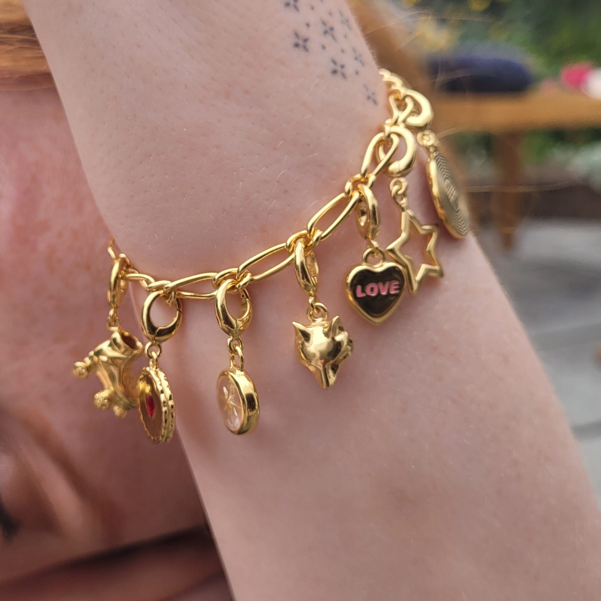 18ct Gold Plated Sterling Silver Charm Collector Bracelet