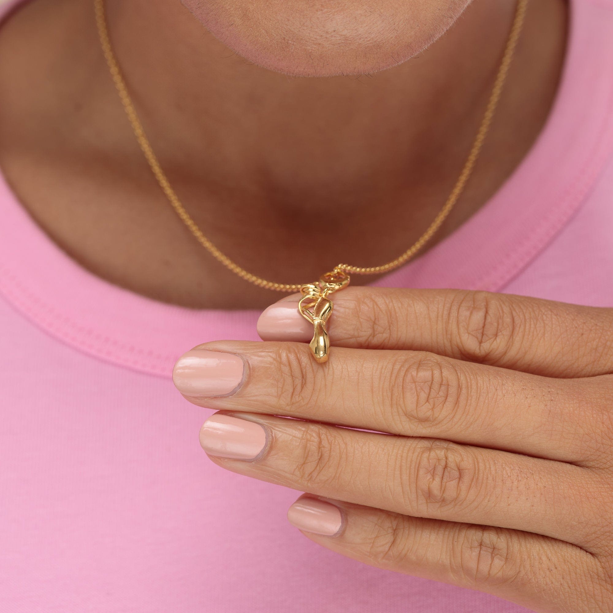 18ct Gold Plated Sterling Silver Ballet Shoe Charm Necklace